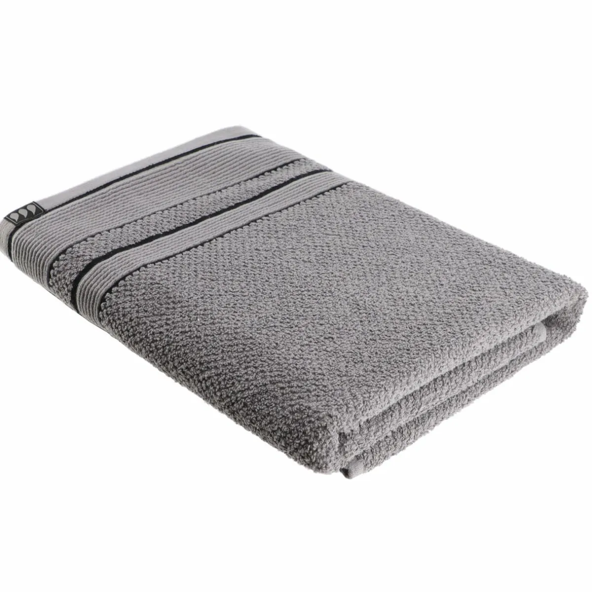 TENDANCE Serviette de bain coton (70 x 130 cm) Black Line / noir Gris Best