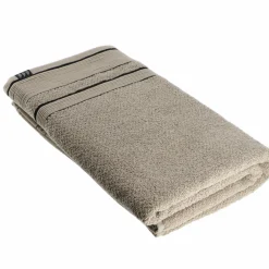 TENDANCE Serviette de bain coton (90 x 150 cm) Black Line / noir Gris ficelle Best