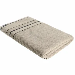 TENDANCE Serviette de bain coton (70 x 130 cm) Black Line / noir Gris ficelle Clearance