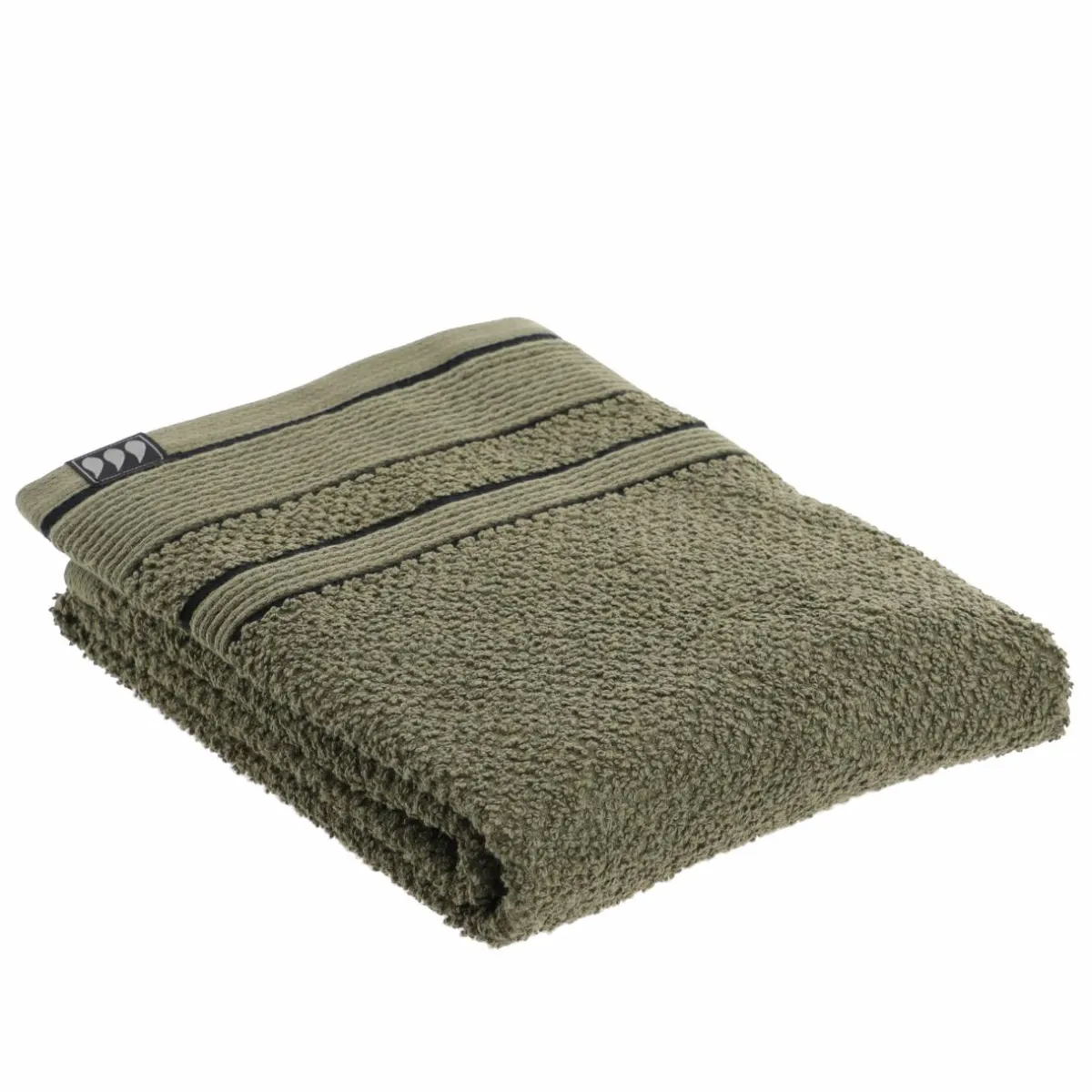 TENDANCE Serviette de bain coton (50 x 90 cm) Black Line / noir Vert kaki Outlet