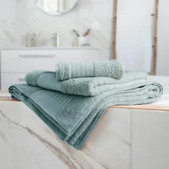EMINZA Serviette de bain coton bio (90 x 150 cm) Méline Bleu glacier Outlet