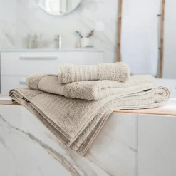 EMINZA Serviette de bain coton bio (70 x 130 cm) Méline pampa Beige Outlet