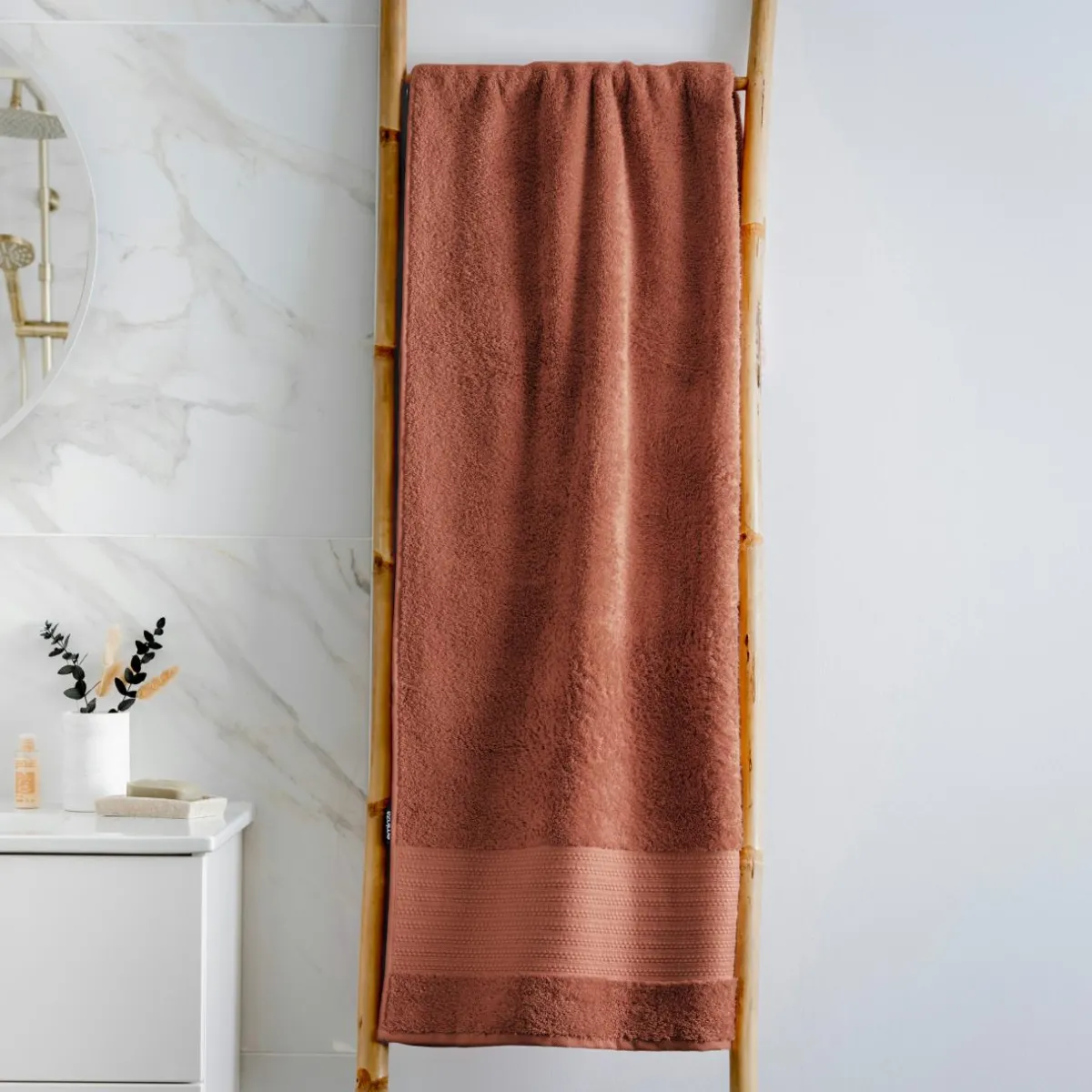 EMINZA Serviette de bain coton bio (90 x 150 cm) Méline Terracotta Sale