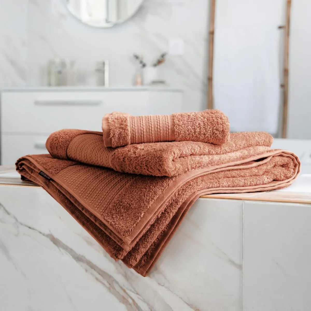EMINZA Serviette de bain coton bio (90 x 150 cm) Méline Terracotta Sale