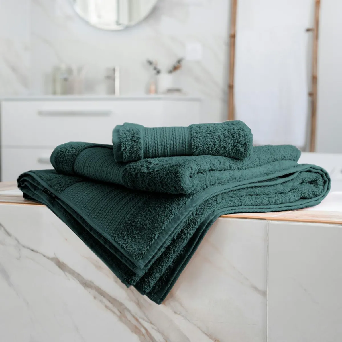 EMINZA Serviette de bain coton bio (50 x 90 cm) Méline Vert émeraude Online