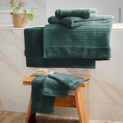 EMINZA Serviette de bain coton bio (50 x 90 cm) Méline Vert émeraude Online