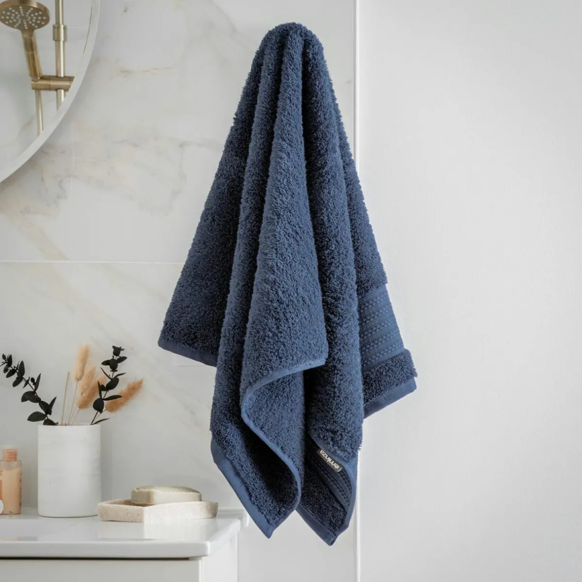 EMINZA Serviette de bain coton bio (50 x 90 cm) Méline Bleu nuit Sale