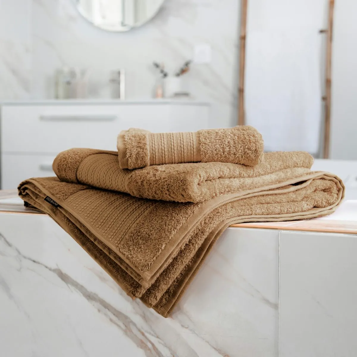 EMINZA Serviette de bain coton bio (50 x 90 cm) Méline Camel Outlet