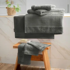 EMINZA Serviette de bain coton bio (90 x 150 cm) Méline Vert romarin