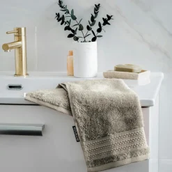 EMINZA Serviette de bain coton bio (30 x 50 cm) Méline argile Gris New
