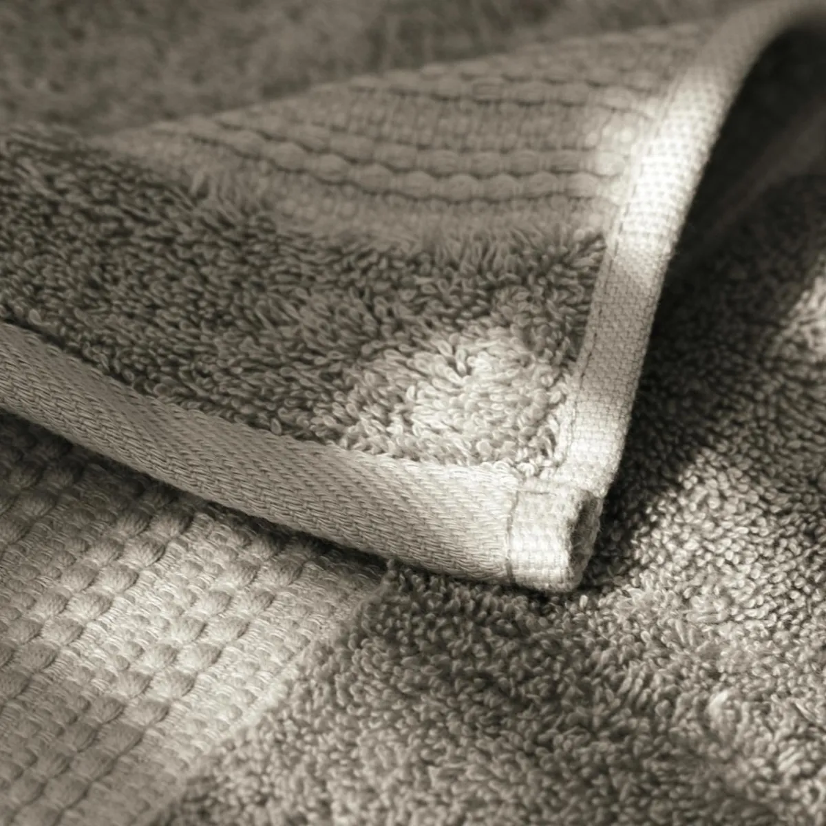 EMINZA Serviette de bain coton bio (30 x 50 cm) Méline argile Gris New