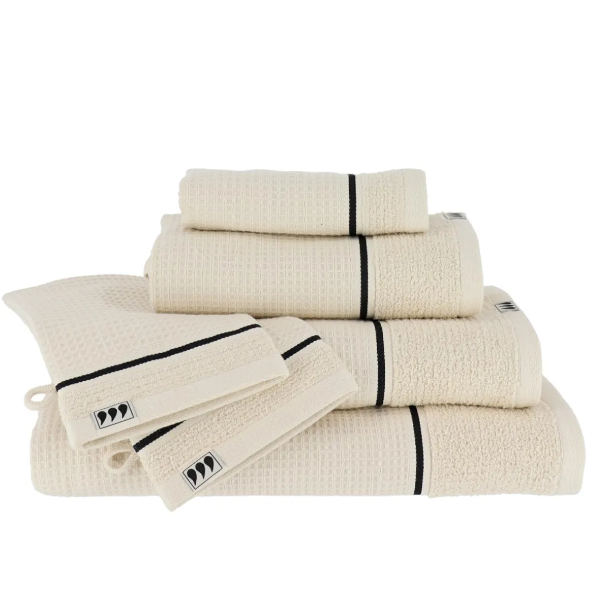 TENDANCE Serviette de bain coton nid d'abeille (90 x 150 cm) Japandi Beige Best