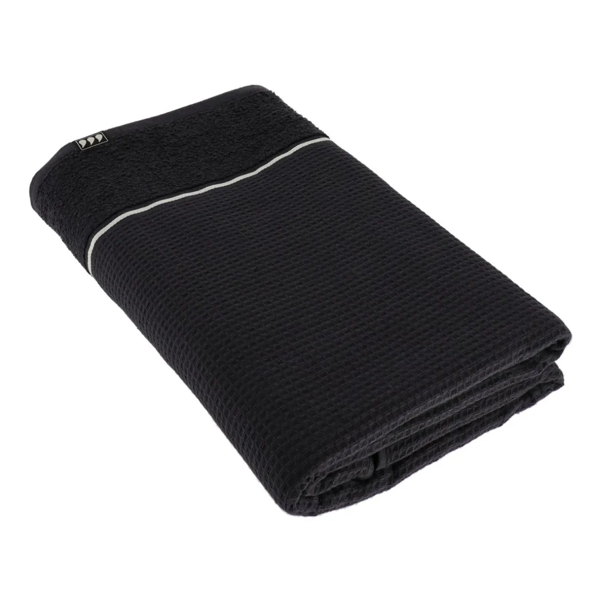TENDANCE Serviette de bain coton nid d'abeille (90 x 150 cm) Japandi Noir Online