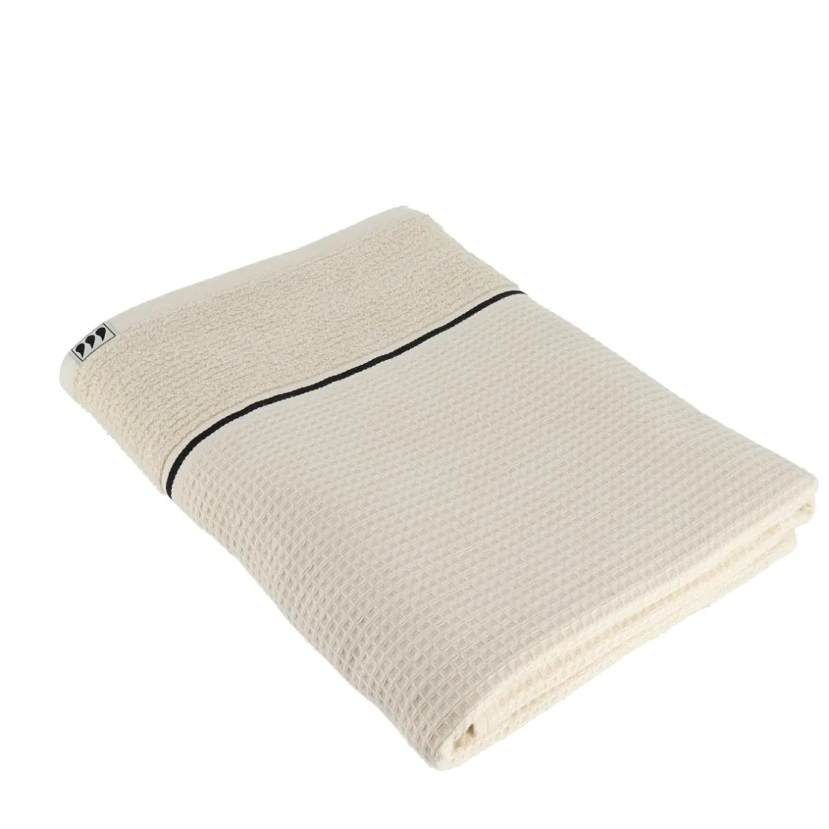 TENDANCE Serviette de bain coton nid d'abeille (70 x 130 cm) Japandi Beige Outlet