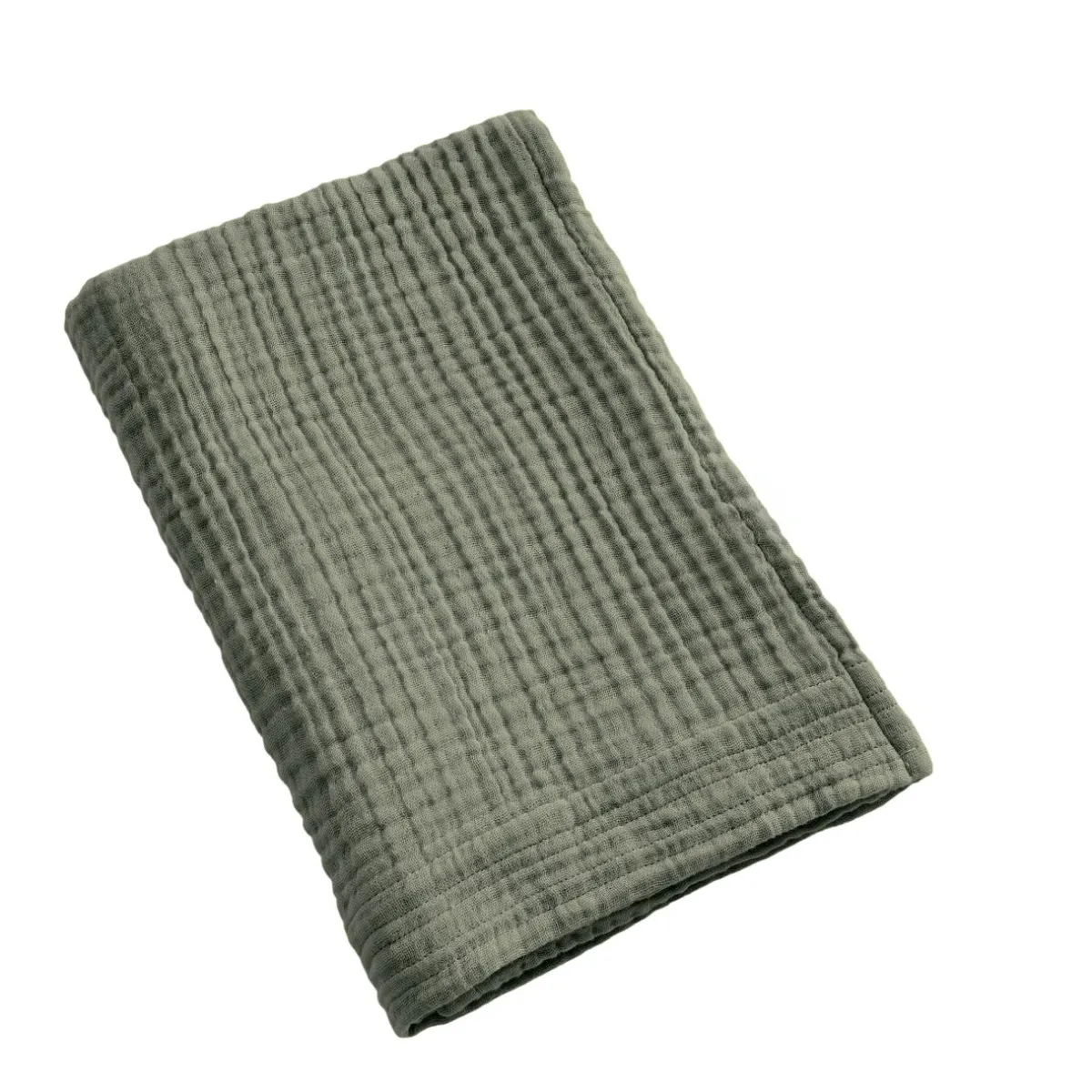 EMINZA Serviette de bain gaze de coton (70 x 130 cm) Gaïa Vert romarin Outlet
