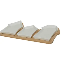KAEMINGK Set à tapas 3 assiettes (17 x 33 cm) Maisonnettes hes Blanc Clearance