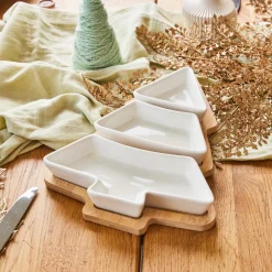KAEMINGK Set à tapas 3 assiettes (27 x 20 cm) Mon beau sapin Blanc