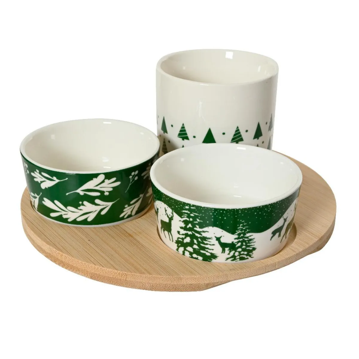 KAEMINGK Set à tapas 3 bols (D20 cm) Forêt enneigée et blanc Vert Sale