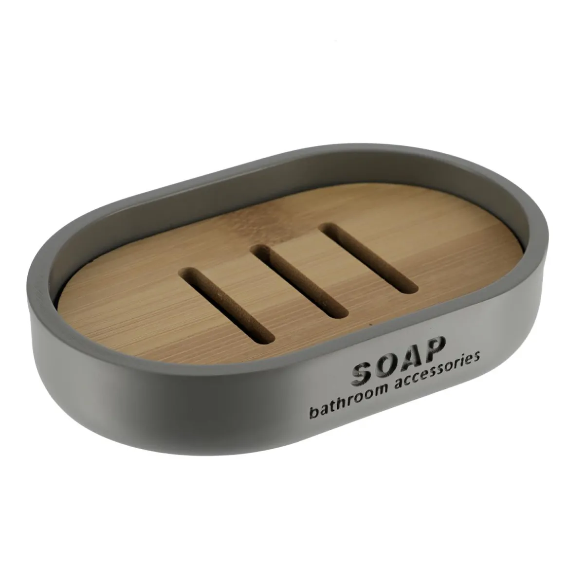 TENDANCE Set d'accessoires salle de bain Purebamboo Gris Hot