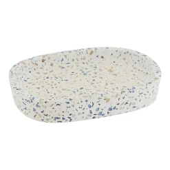 TENDANCE Set d'accessoires salle de bain ciment Terrazzo Blanc Discount