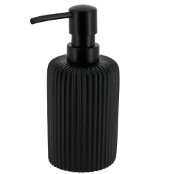 TENDANCE Set d'accessoires salle de bain résine Strié Noir Clearance