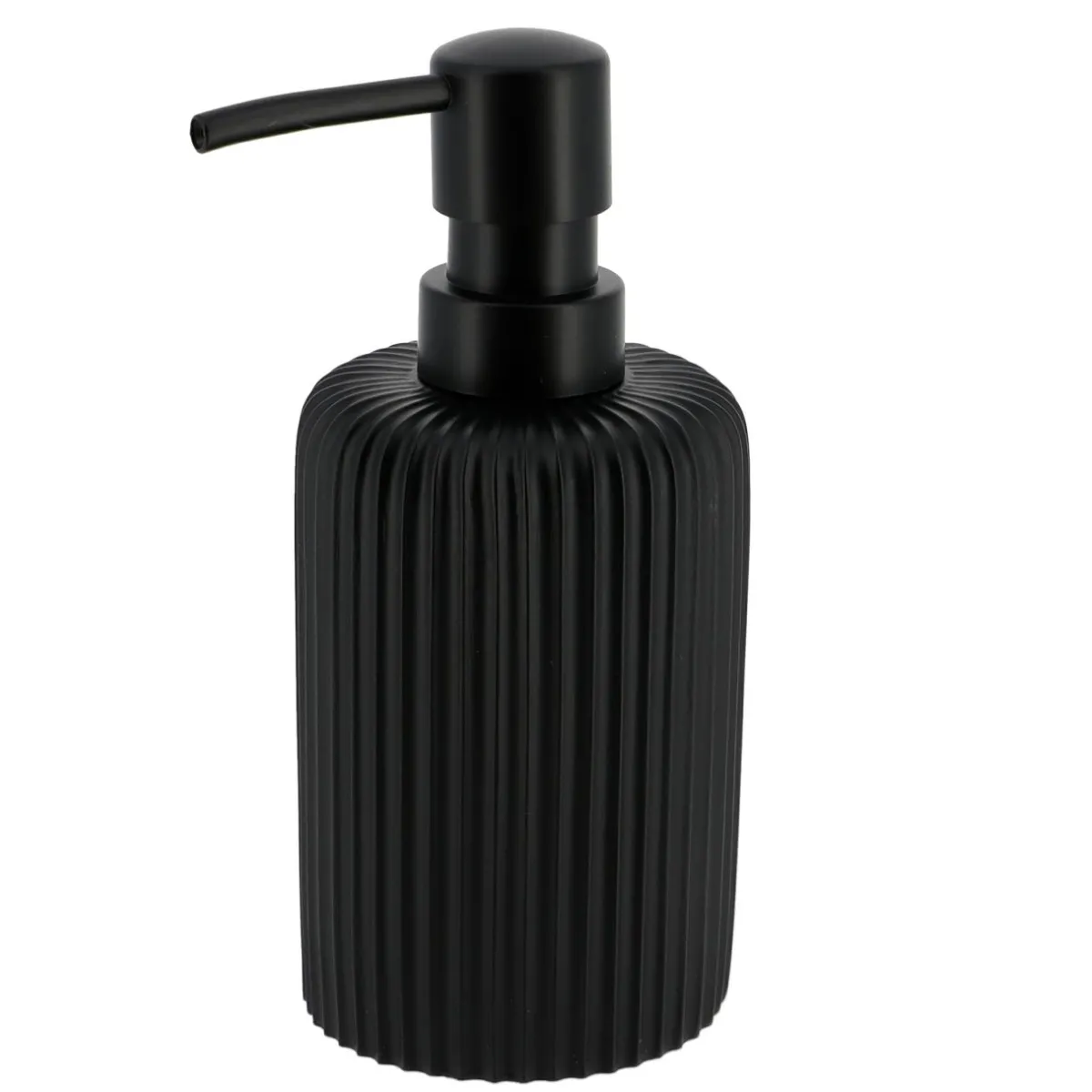 TENDANCE Set d'accessoires salle de bain résine Strié Noir Clearance