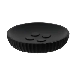 TENDANCE Set d'accessoires salle de bain résine Strié Noir Clearance