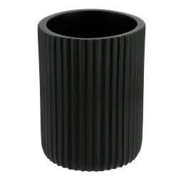 TENDANCE Set d'accessoires salle de bain résine Strié Noir Clearance