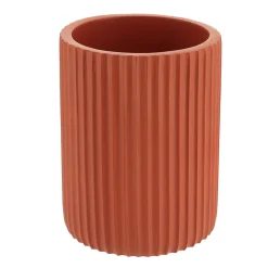 TENDANCE Set d'accessoires salle de bain résine Strié Terracotta