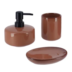 TENDANCE Set d'accessoires salle de bain grès laqué Season color Ambre