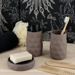 TENDANCE Set d'accessoires salle de bain Rubby Marron