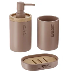 TENDANCE Set d'accessoires salle de bain Purebamboo Cappuccino Marron