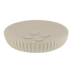 TENDANCE Set d'accessoires salle de bain résine Strié Taupe Discount