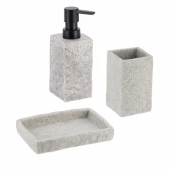 TENDANCE Set d'accessoires salle de bain Effet Pierre Gris Sale