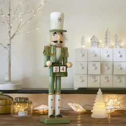 KAEMINGK Soldat Casse-noisette en bois (H38 cm) Henri et Calendrier Vert Outlet