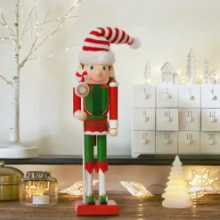 KAEMINGK Soldat Casse-noisette en bois (H30 cm) Lutin du Père Noël et vert Rouge Sale