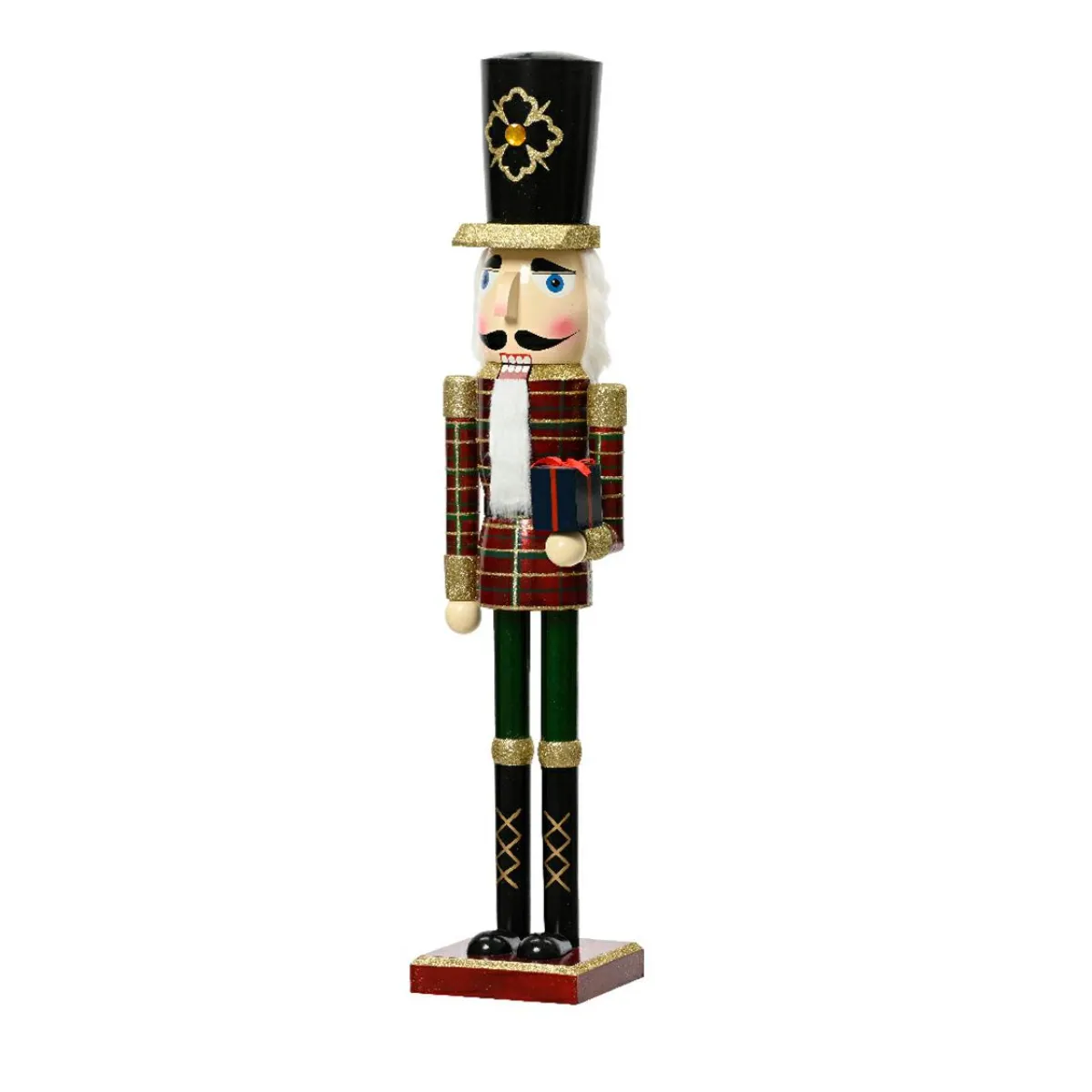 KAEMINGK Soldat Casse-noisette en bois (H76 cm) Igor Tartan écossais Noir