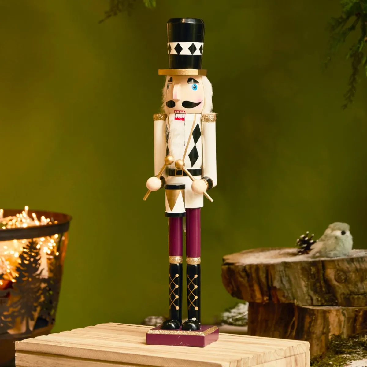 KAEMINGK Soldat Casse-noisette en bois (H50 cm) Gaby et son tambour Impérial Blanc Online