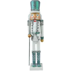 KAEMINGK Soldat Casse-noisette en bois (H51 cm) Noé pailleté glacé Bleu