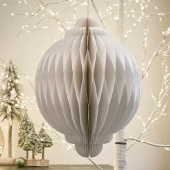 KAEMINGK Sphère en papier à suspendre (H40 cm) Fermeture Magnétique Blanc New