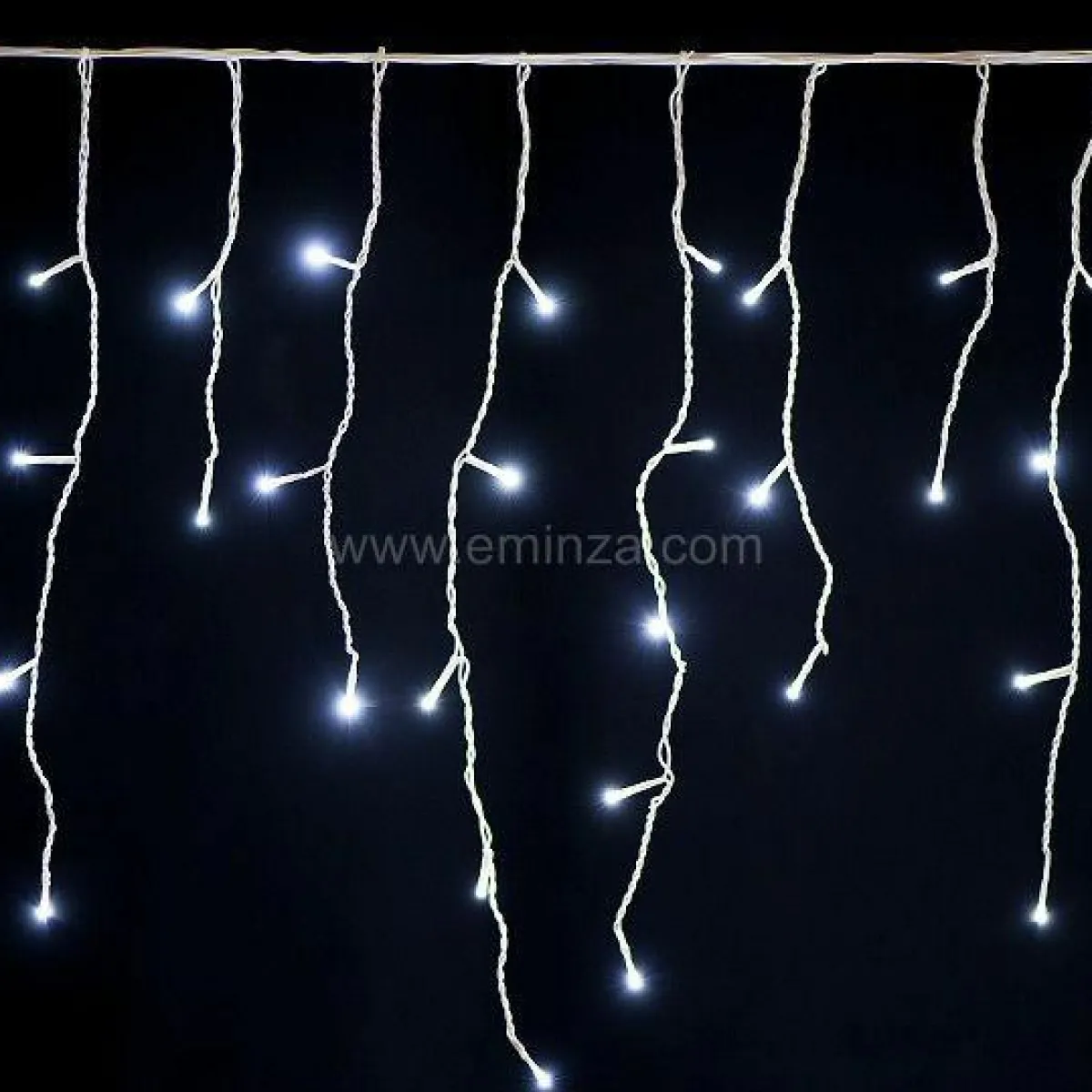 EMINZA Stalactite lumineuse 7,50 m 175 LED câble blanc Stars Blanc froid Blanc Froid - câble blanc Hot