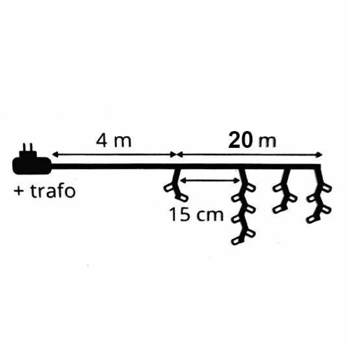 EMINZA Stalactite lumineuse 20 m 490 LED câble blanc Stars Blanc froid Blanc Froid - câble blanc