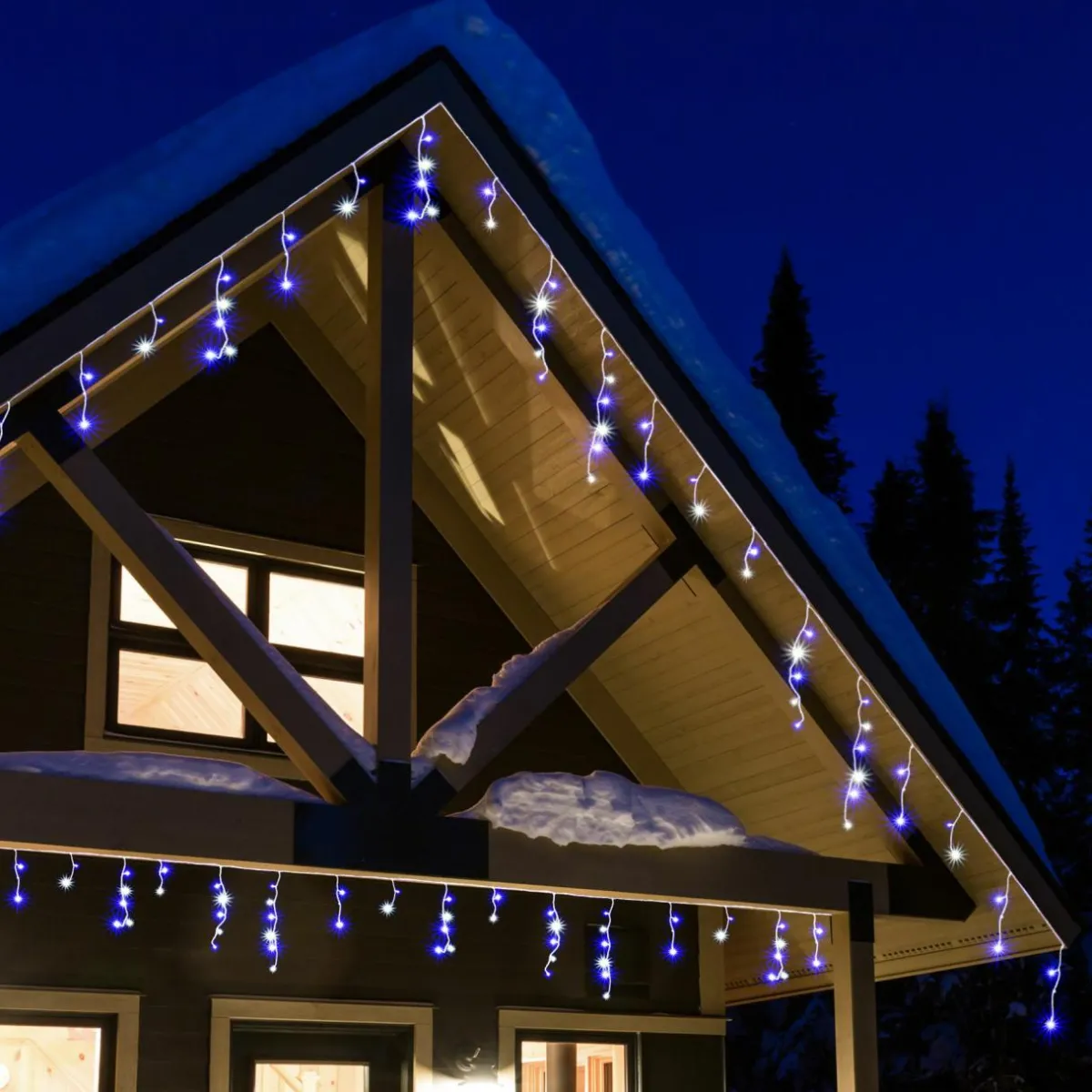 EMINZA Stalactite lumineuse 7,50 m 175 LED câble blanc Stars Bicolore Bleu et blanc froid Bicolore Bleu / Blanc froid - câble blanc Discount