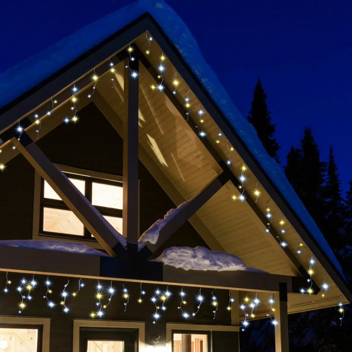 EMINZA Stalactite lumineuse 20 m 490 LED câble noir Stars Bicolore Blanc chaud et froid Bicolore Blanc chaud / Froid - câble noir Clearance