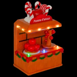 JJA Stand lumineux et animé à piles (H11 cm) Pomme d'amour Multicolore New