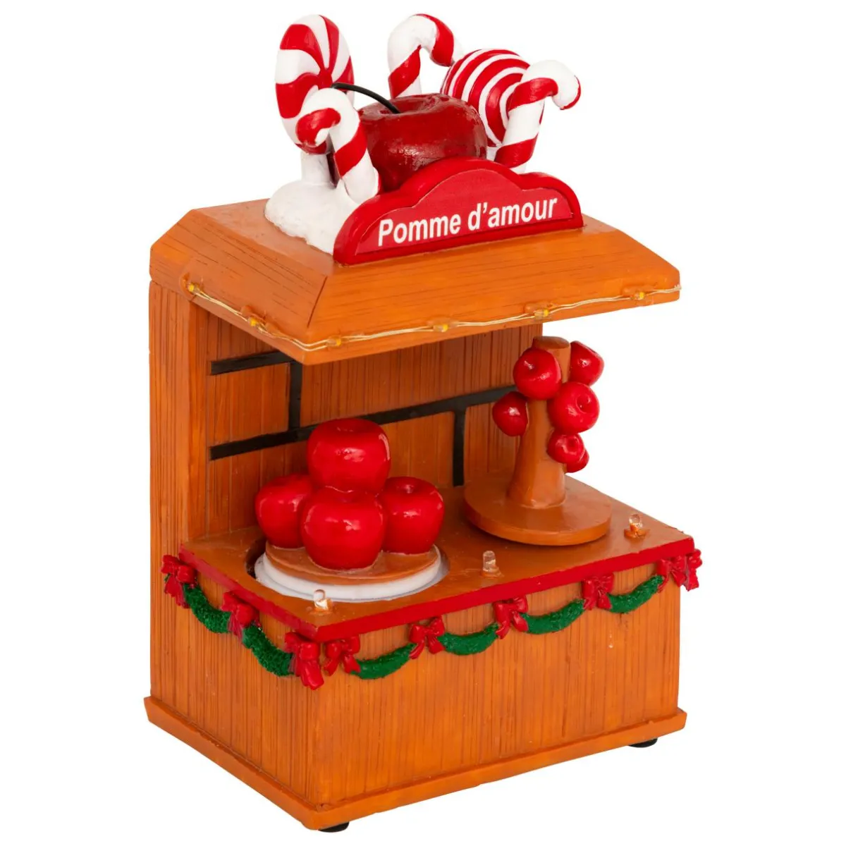 JJA Stand lumineux et animé à piles (H11 cm) Pomme d'amour Multicolore New