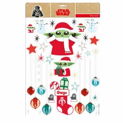 CHRISTMAS INSPIRATIONS Stickers pour fenêtre Disney Star Wars Yoda Rouge