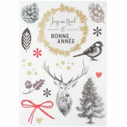 Feeric Lights & Christmas Stickers pour fenêtre Forêt Gris New