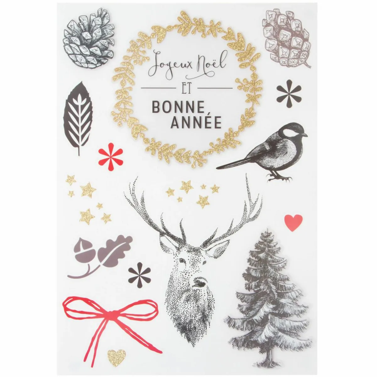 Feeric Lights & Christmas Stickers pour fenêtre Forêt Gris New