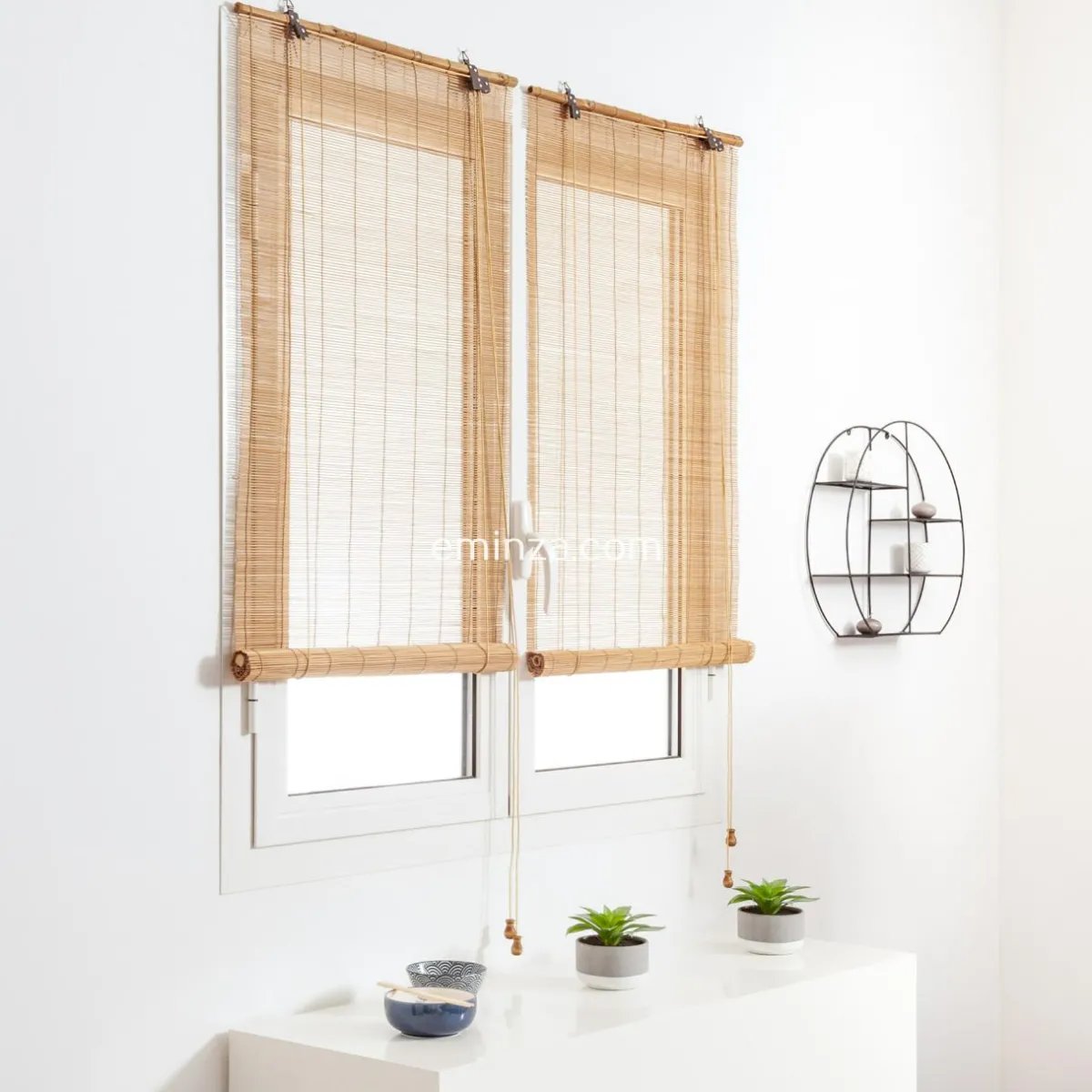 LUANCE Store enrouleur à baguettes (60 x 180 cm) Bambou Naturel Sable New